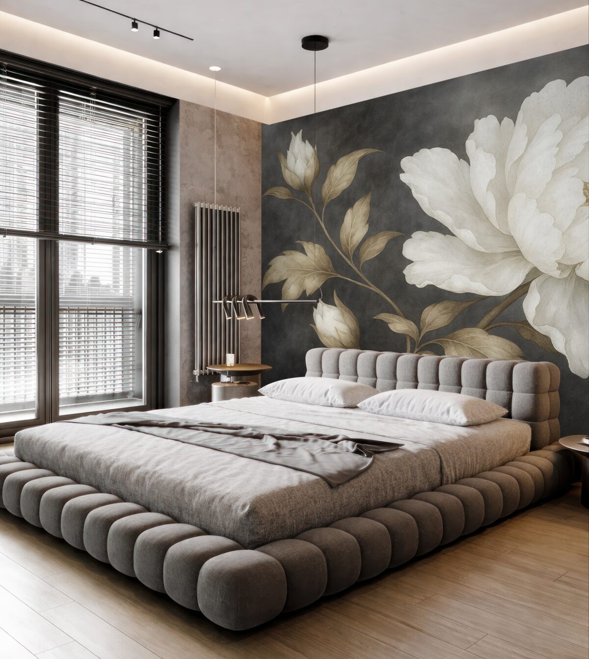 Fototapeta Wielki, jasny kwiat na ciemnym, przestarzałym tle.