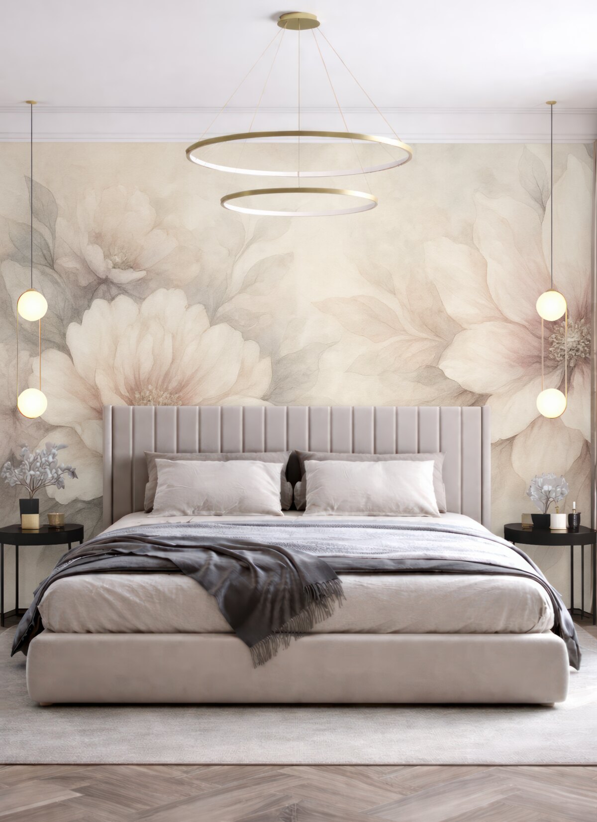 Fototapeta Subtelne, półprzezroczyste kwiaty na postarzałym tle.