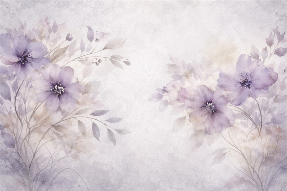 Fototapeta Subtelne, półprzezroczyste duże kwiaty na postarzałym tle.