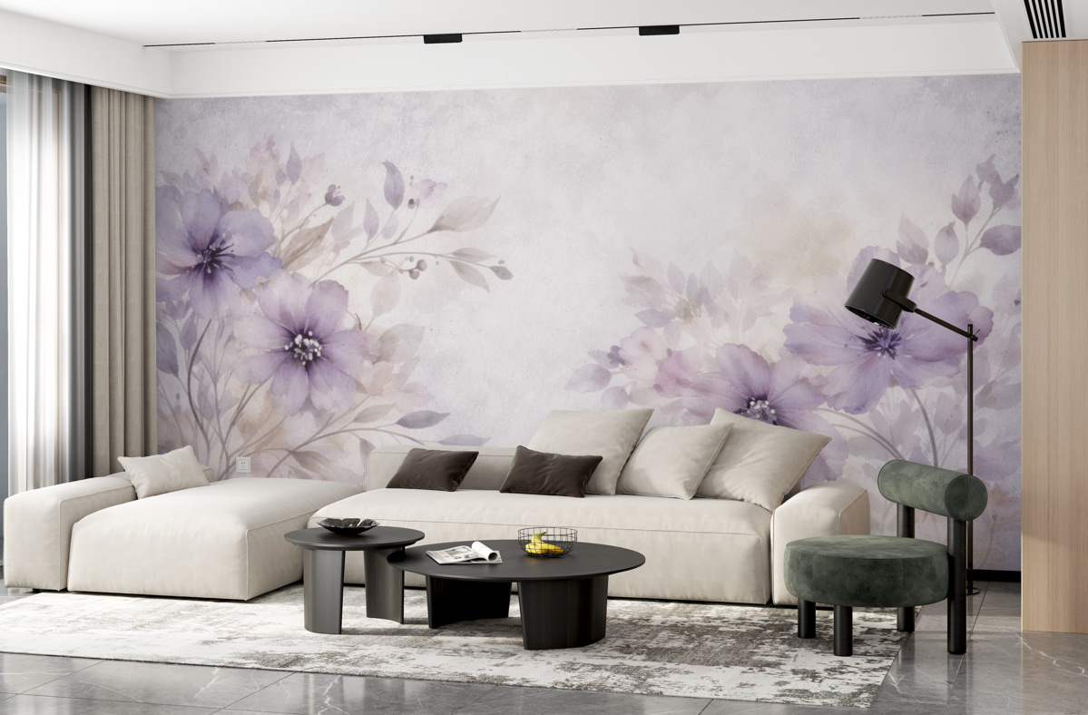 Fototapeta Subtelne, półprzezroczyste duże kwiaty na postarzałym tle.