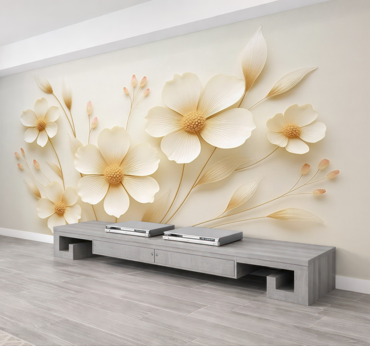 Fototapeta Jasnobeżowe subtelne dzikie kwiaty.