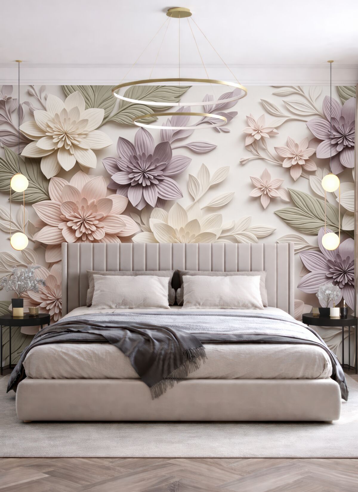 Fototapeta kwiatowy relief trójwymiarowy w postaci papierowej kompozycji