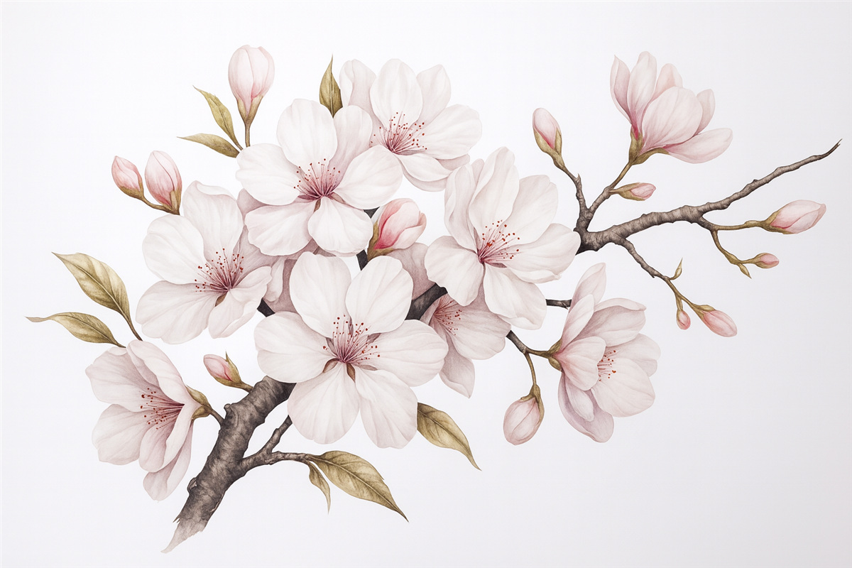 Fototapeta Kwiat sakury w formie akwareli.