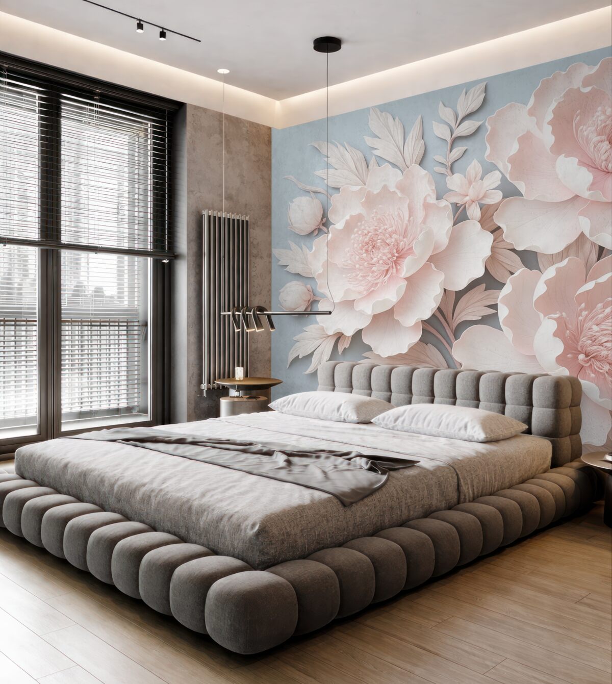 Fototapeta Bujne różowe kwiaty w subtelnych tonach.